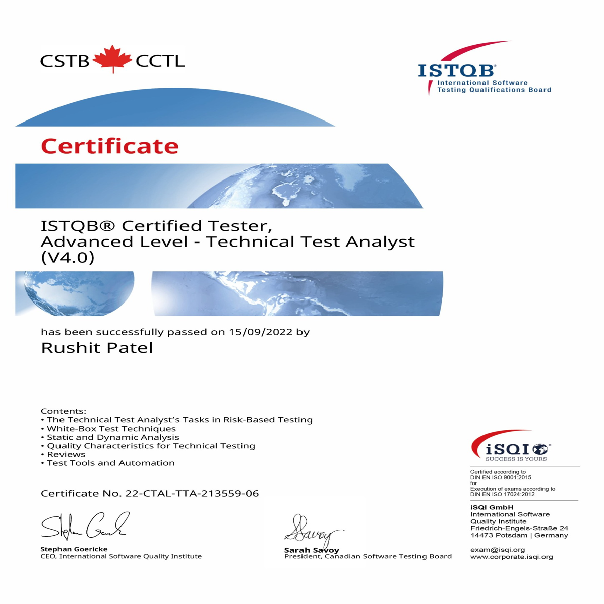 ISTQB Certified Tester Advanced Level Technical Test Analyst