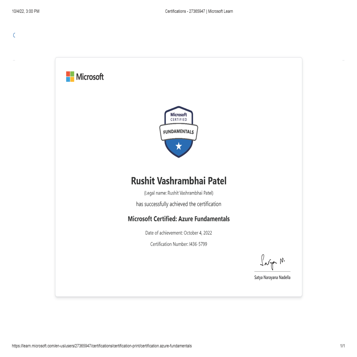 Microsoft Certified: Azure Fundamentals