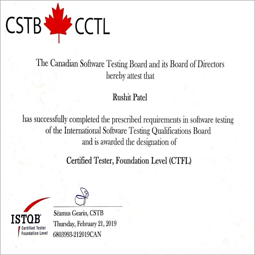 ISTQB Foundation Level Certificate
